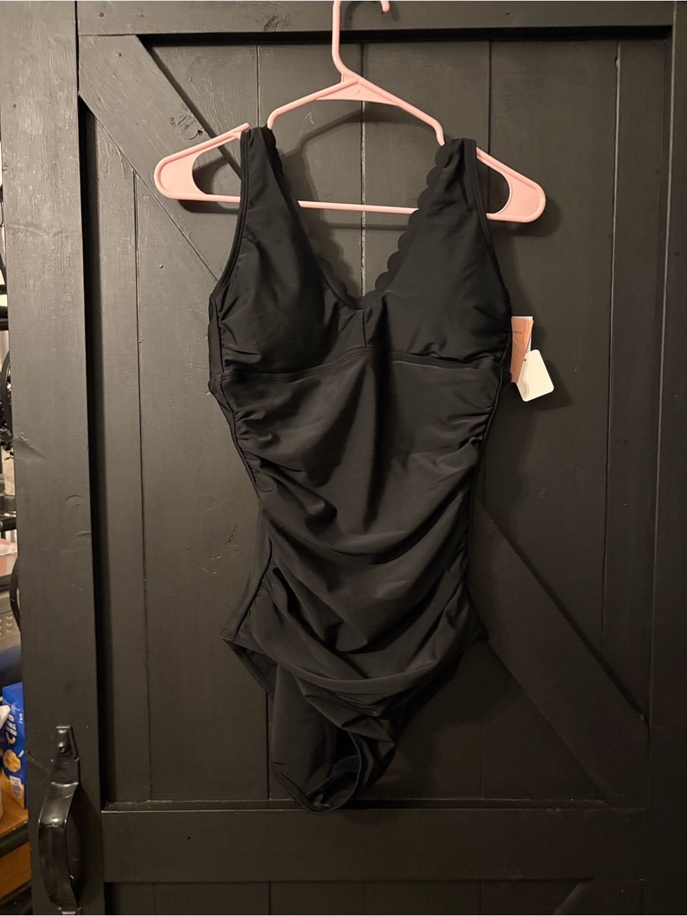 Target Black Scalloped V-Neck One-Piece Swimsuit